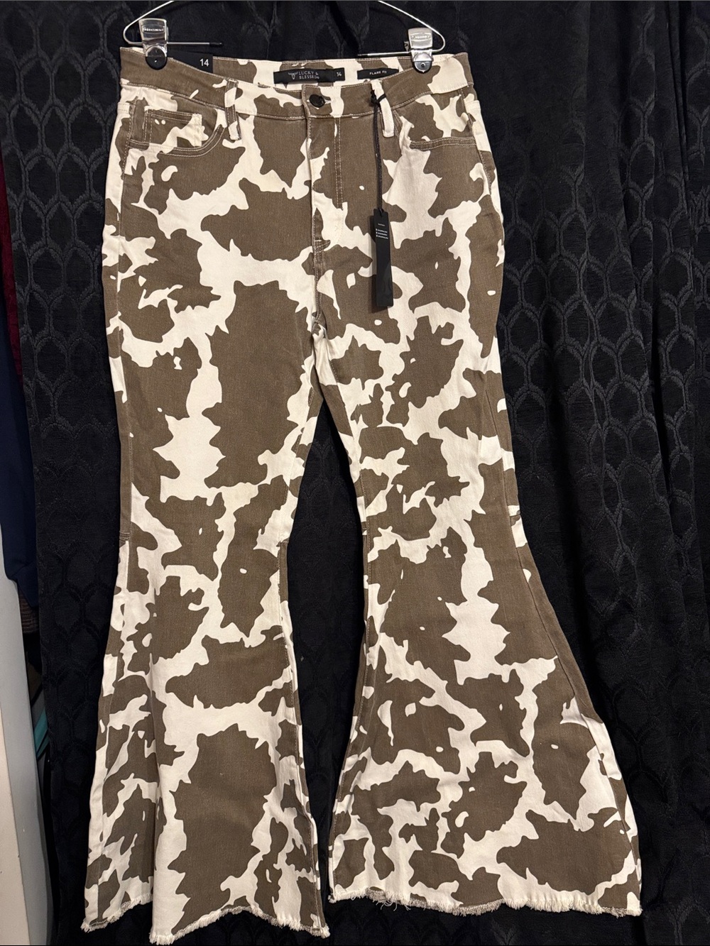 Lucky and Blessed Cowprint Flared Denim Pants